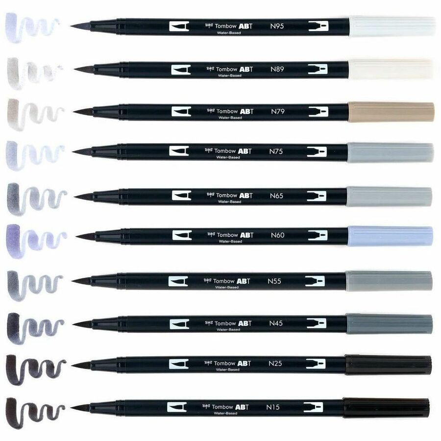 Tombow Dual Brush Pen Art Markers, Grayscale, 10-Pack
