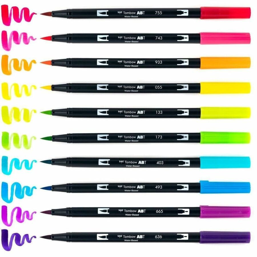 Tombow Dual Brush Pen Art Markers, Bright, 10-Pack