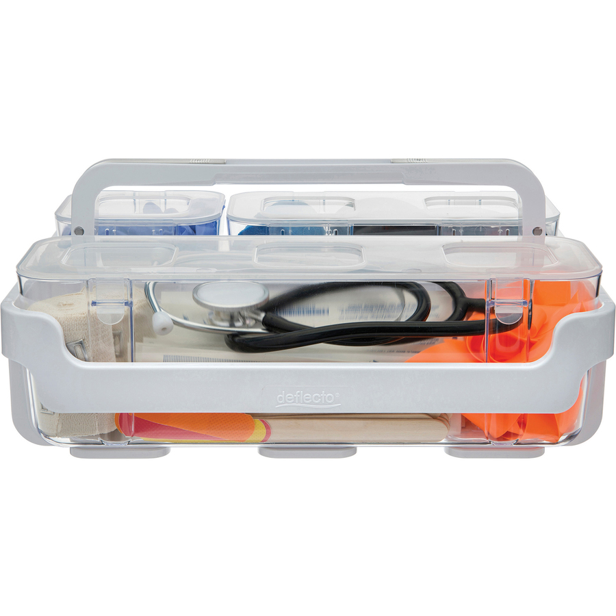 Deflecto Stackable Caddy Organizer - 6.5" Height x 14" Width x 10.5" Depth - White - Plastic - 1 Each = DEF29003