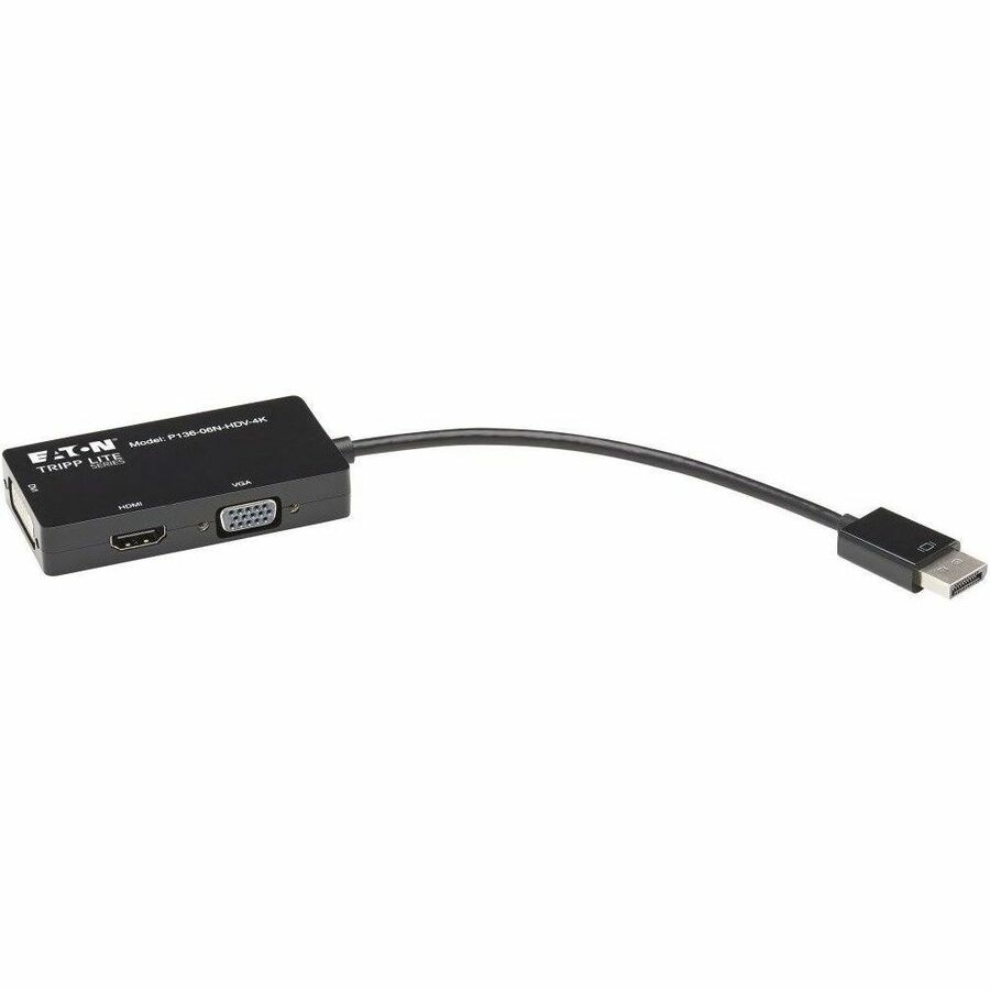Eaton Tripp Lite Series DisplayPort to VGA/DVI/HDMI All-in-One Converter Adapter, DP ver 1.2, 4K 30 Hz HDMI