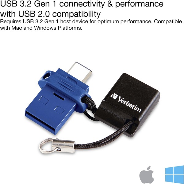 USB-A/USB-C Drive, 64GB, Blue