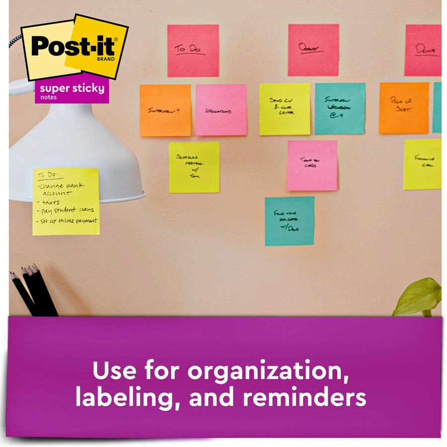 Post-it® Super Sticky Notes - Miami Color Collection - 1680 x Multicolor - 3" x 3" - Rectangle - 70 Sheets per Pad - Multicolor - Paper - Self-adhesive, Recyclable - 24 / Pack