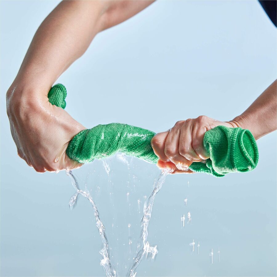Rubbermaid Commercial HYGEN r-40 Recycled Microfiber Cloths, 16"x16" , Green