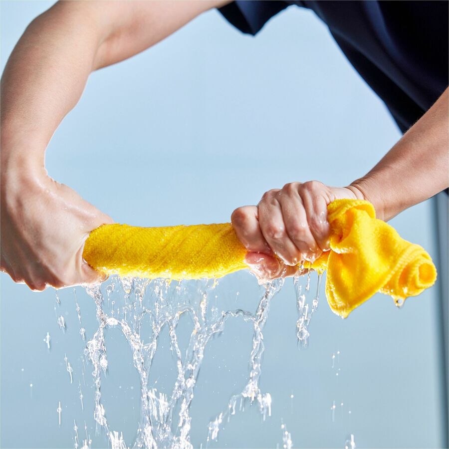 Rubbermaid Commercial HYGEN r-40 Recycled Microfiber Cloths, 16"x16" , Yellow