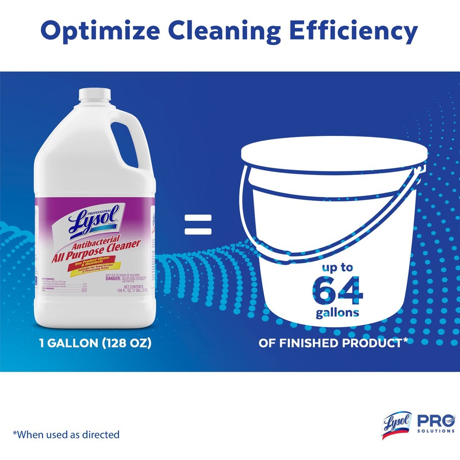 Professional Lysol Antibacterial All Purpose Cleaner - Concentrate - 128 fl oz (4 quart) - 4 / Carton - Heavy Duty, Anti-bacterial, Disinfectant - Clear/Fluorescent Green