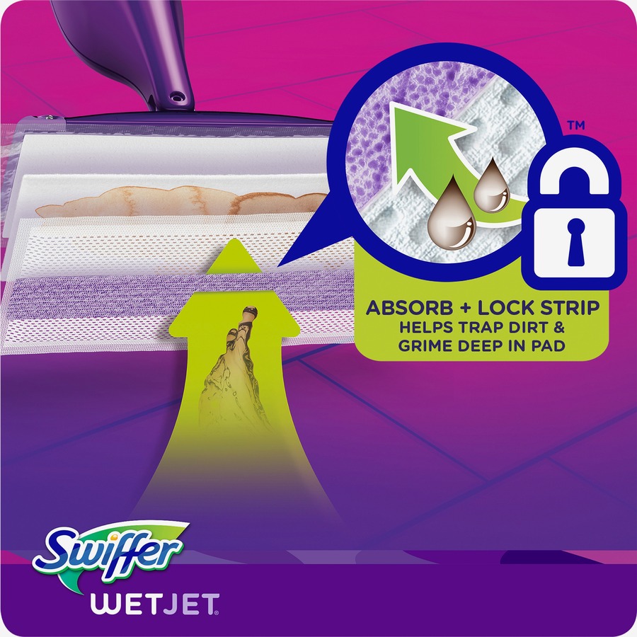 Swiffer WetJet Mopping Pad Refill - 10" Length - Cotton - Green - 96 / Carton