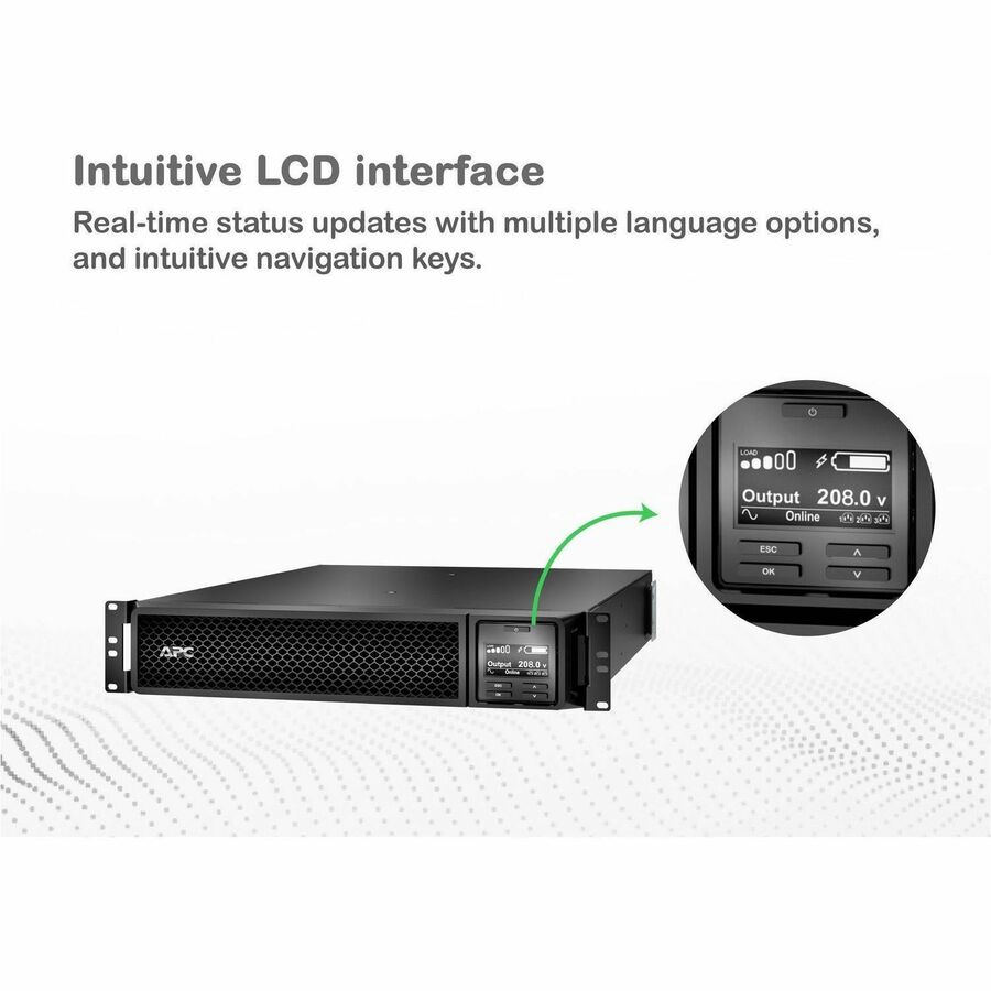 APC Smart-UPS On-Line, 3kVA, Rackmount 2U, 208V, 2x L6-20R+1x L6-30R NEMA outlets, Network Card, Extended runtime, W/ rail kit