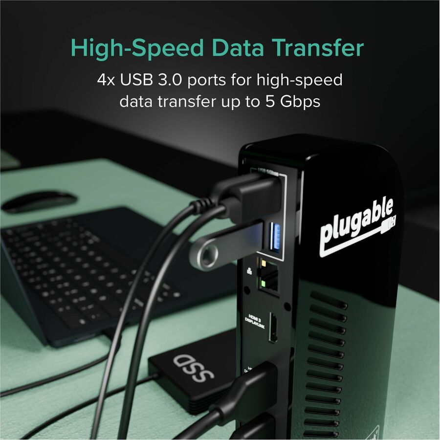 Plugable 13-in-1 USB-C Triple Monitor Docking Station with 100W Charging, Compatible with Windows, Mac, and Chrome with Thunderbolt 3 / 4 or USB-C