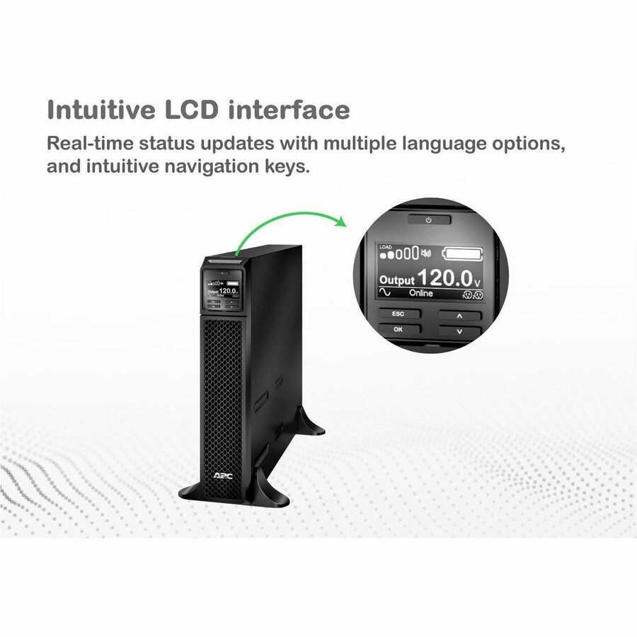 APC Smart-UPS On-Line, 2200VA, Tower, 120V, 6x 5-20R+1x L5-20R NEMA outlets, SmartSlot, Extended runtime, W/O rail kit