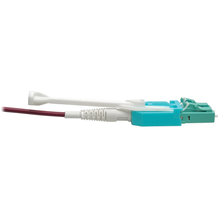 Eaton Tripp Lite Series 40G MTP/MPO to 4xLC Fan-Out OM4 Plenum-Rated Fiber Optic Cable, 40GBASE-SR4, Push/Pull Tabs, Magenta, 5 m