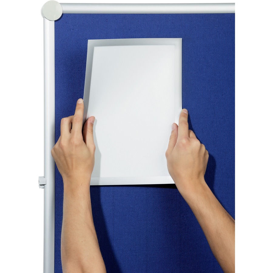 DURABLE® DURAFRAME® Self-Adhesive Magnetic Tabloid Sign Holder - Horizontal or Vertical, 12.25" x 18" Frame Size - Holds 11" x 17" Insert, 2 -Pack, Silver