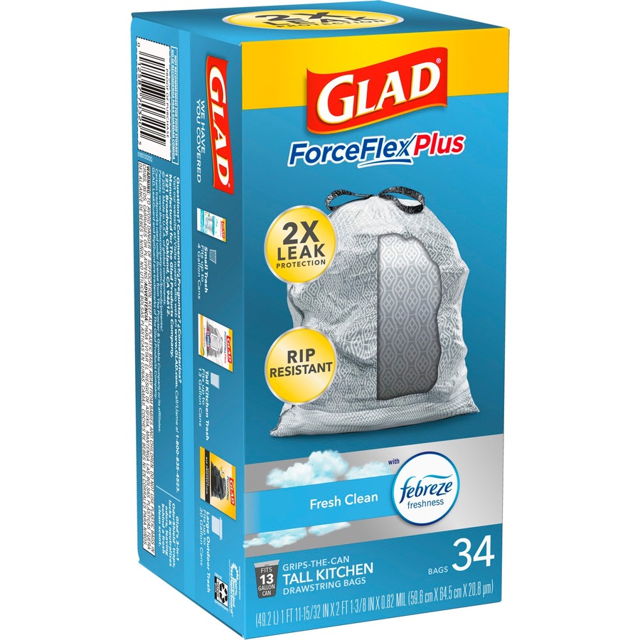 Glad ForceFlexPlus Tall Kitchen Drawstring Trash Bags