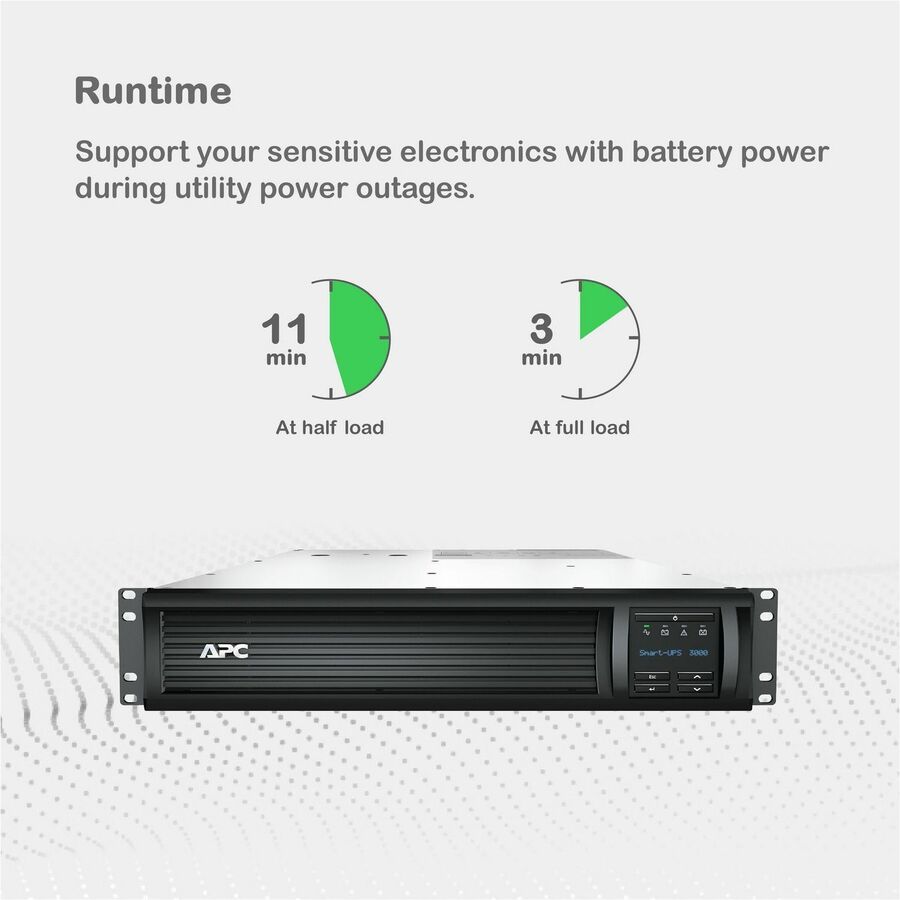 APC Smart-UPS, Line Interactive, 3kVA, Rackmount 2U, 120V, 6x NEMA 5-15R+2x NEMA 5-20R outlets, Network Card, AVR, LCD