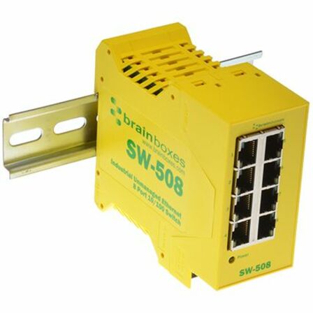 Brainboxes Industrial Ethernet 8 Port Switch DIN Rail Mountable
