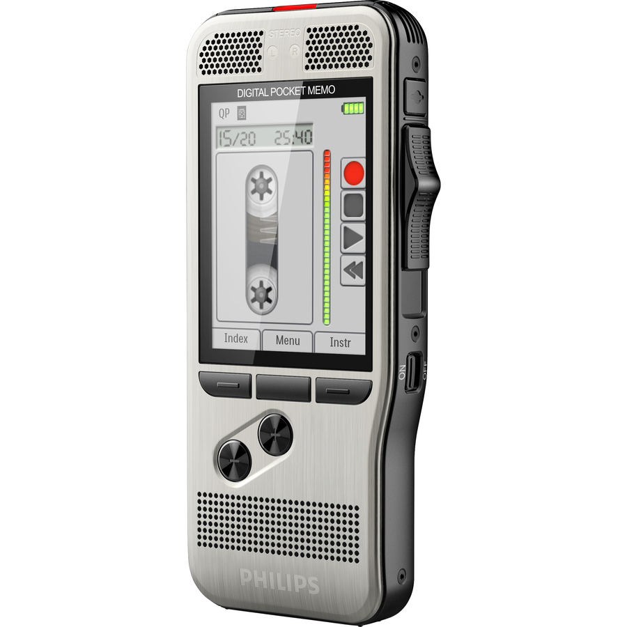 Philips Pocket Memo Voice Recorder DPM7000 - 16 GBSD, SDHC Supported - 2.4" LCD - MP3, DSS, WAV - Headphone - 700 HourspeaceRecording Time - Portable - Digital Recorders - PSPDPM700001