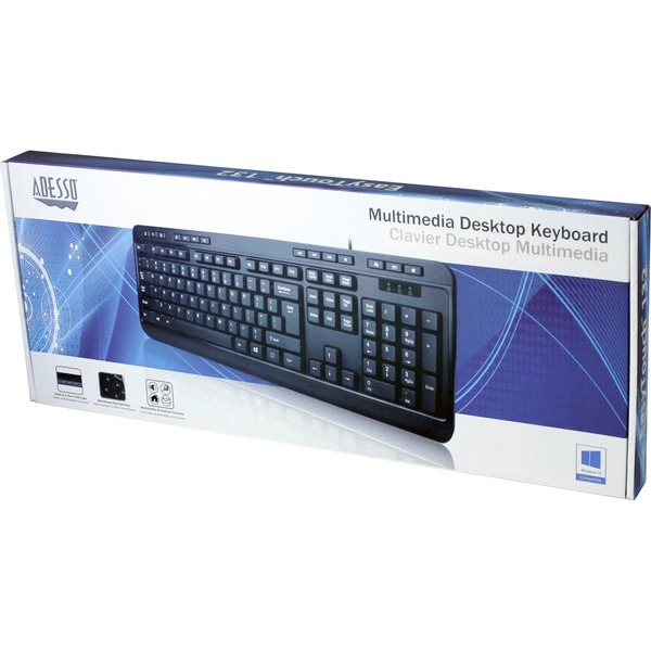 ADESSO Multimedia Desktop Keyboard with 3-Port USB Hub (AKB-132HB)