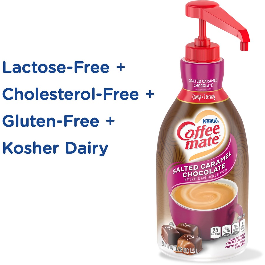 Coffee mate Salted Caramel Chocolate Flavored Liquid Creamer Pump - Salted Caramel Chocolate Flavor - 50.7 fl oz - 1 Each Bottle - 300 Serving