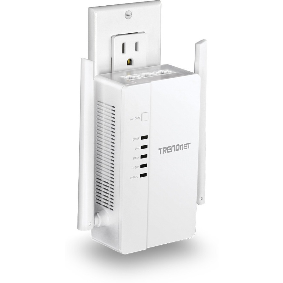 TRENDnet Wi-Fi Everywhere Powerline 1200 AV2 Dual-Band AC1200 Wireless Access Point Kit, Includes 1 x TPL-430AP And 1 x TPL-423E, 3 x Gigabit Ports, Easy Installation, White, TPL-430APK