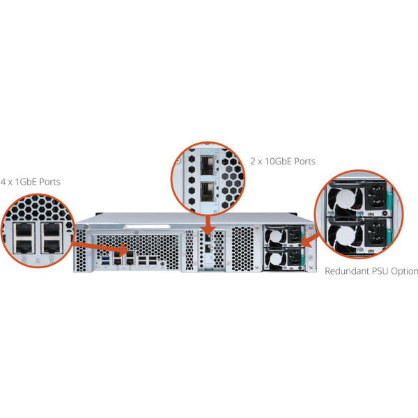 QNAP TS-1253BU-RP 12-Bay 2U Rackmount NAS Server - 4x Gigabit RJ45 Ports (TS-1253BU-RP-8G-US)
