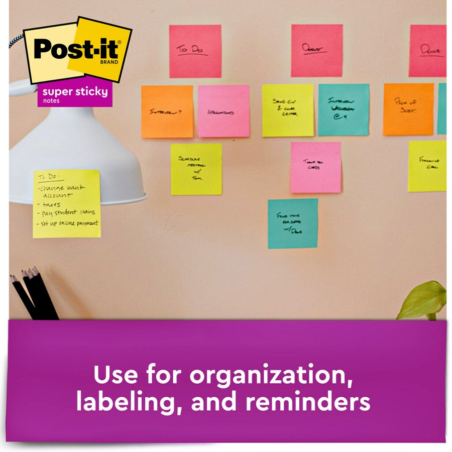 Post It® Super Sticky Notes Assorted Sizes Miami Collection 3 X 3 4 X 6 Square 5569