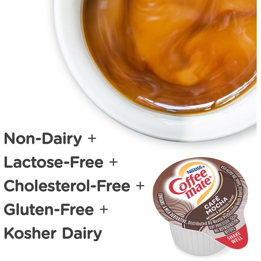 Coffee mate Café Mocha Gluten-Free Liquid Creamer - Single-Serve Tubs - Cafe Mocha Flavor - 0.38 fl oz (11 mL) - 4/Carton - 50 Per Box - 200 Serving