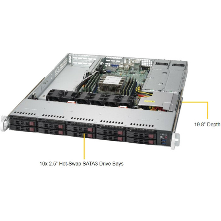 Supermicro SuperServer 1019P-WTR Barebone System - 1U Rack-mountable - Socket P LGA-3647 - 1 x Processor Support
