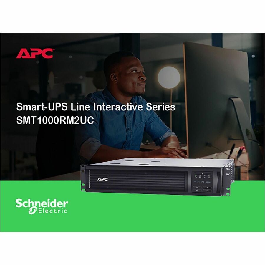 APC Smart-UPS, Line Interactive, 1000VA, Rackmount 2U, 120V, 6x NEMA 5-15R outlets, SmartConnect Port+SmartSlot, AVR, LCD