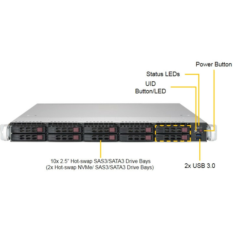 Supermicro SuperServer 1029P-WTRT Barebone System - 1U Rack-mountable - Socket P LGA-3647 - 2 x Processor Support