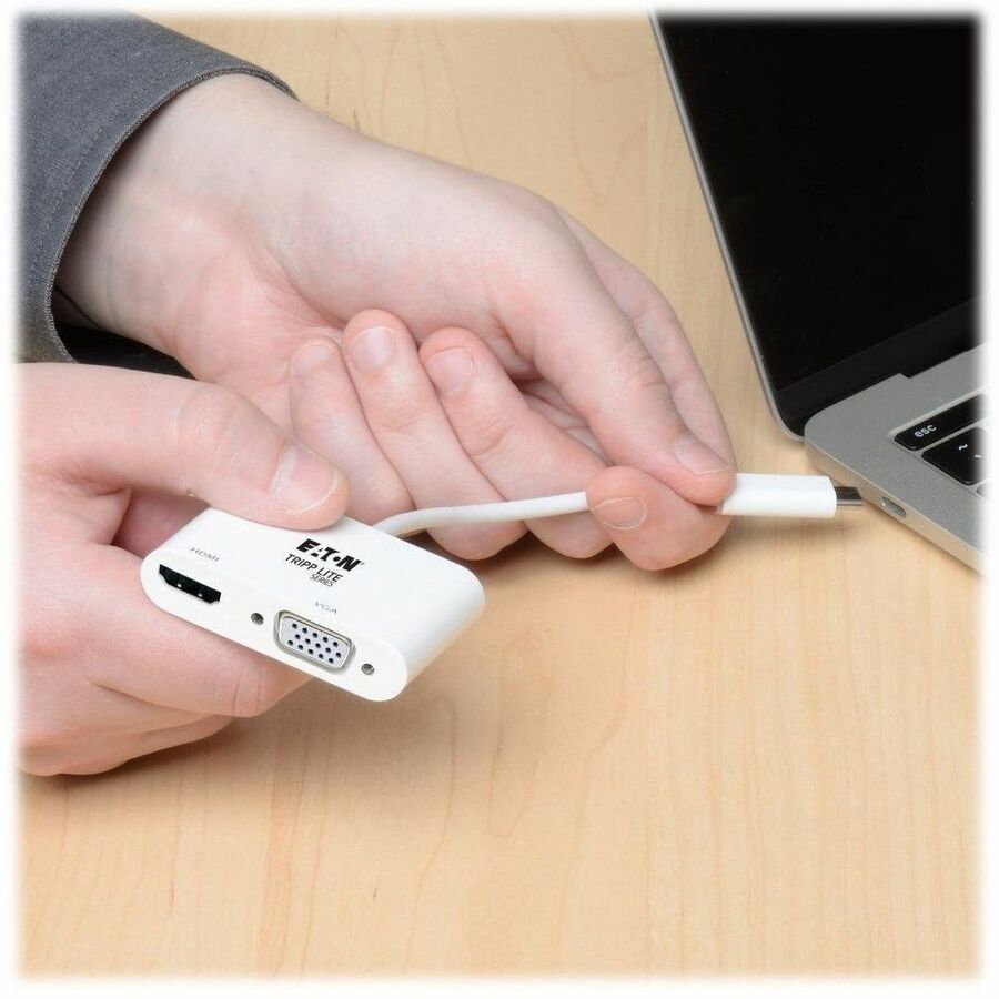 Eaton Tripp Lite Series USB-C Multiport Adapter (M/2xF) - 4K HDMI, VGA, White