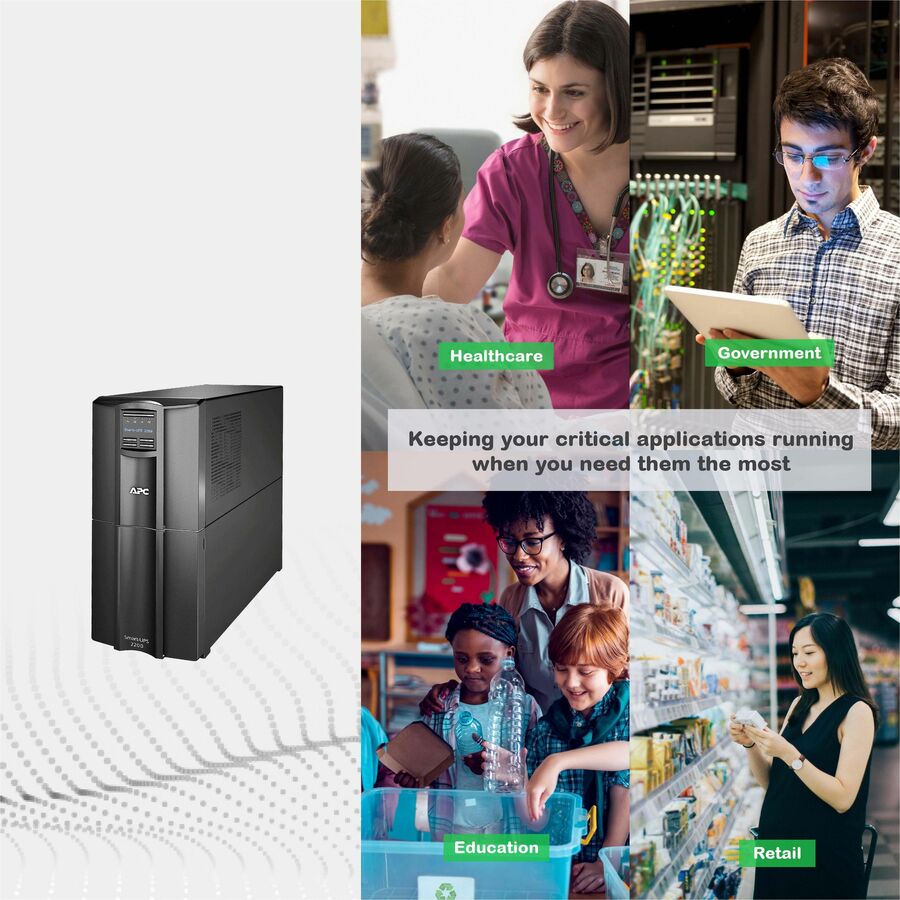 APC Smart-UPS, Line Interactive, 2200VA, Tower, 120V, 8x NEMA 5-15R+2x NEMA 5-20R outlets, SmartConnect Port+SmartSlot, AVR, LCD