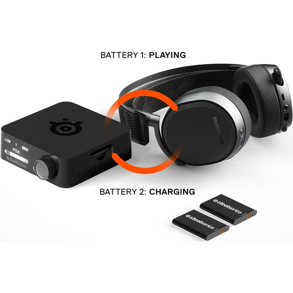 STEELSERIES Arctis Pro All-Platform Wireless Gaming Headset 7.1 Surround Sound (Black) -