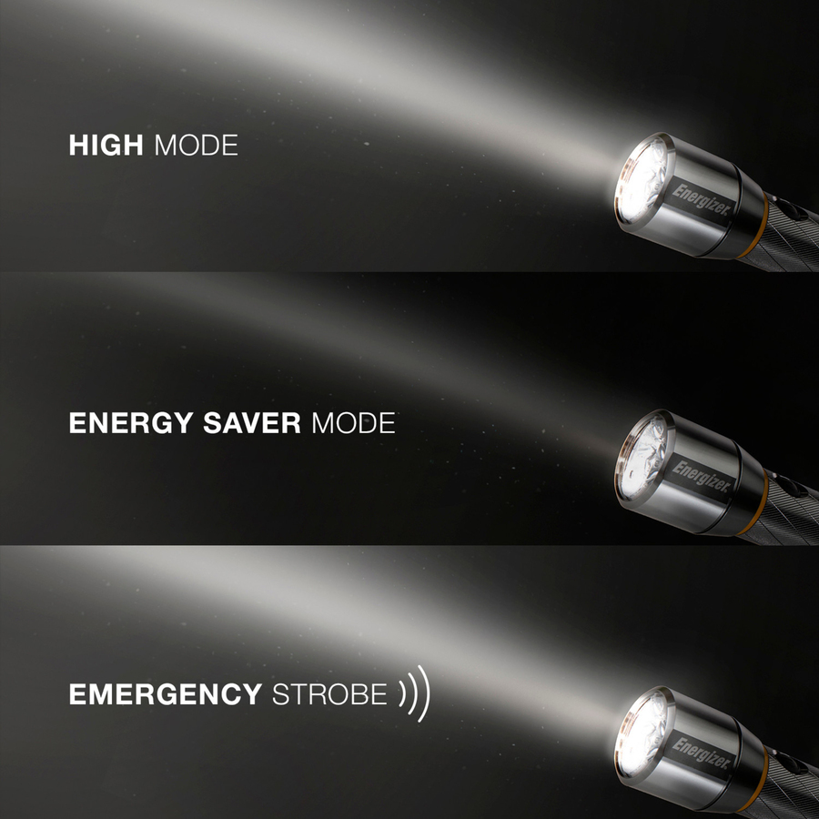 Energizer Vision HD Flashlight with Digital Focus - LED - 1300 lm Lumen - 6 x AA - Battery - Metal - Water Resistant - Chrome - 1 / Pack