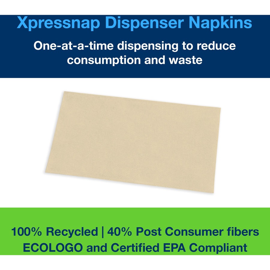 Tork Xpressnap® Natural Dispenser Napkin N4 - Tork Xpressnap® Natural Dispenser Napkin N4, Universal, Interfold 1-ply, 12 x 500 napkins, 13" x 8.5" , DX906E - Paper Napkins - TRKDX906E