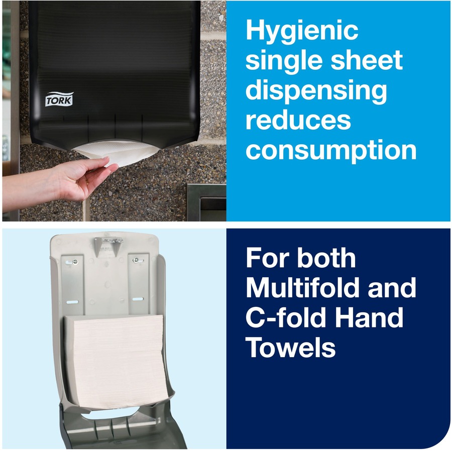 TORK Multifold/C-Fold Hand Towel Dispenser Smoke H2/H25 - Multifold, C Fold Dispenser - 18" (457.20 mm) Height x 11.75" (298.45 mm) Width x 6.25" (158.75 mm) Depth - Plastic - Smoke, Translucent - Durable, Key Lock, Hygienic, Break Resistant, Easy to Clea = TRK73TR
