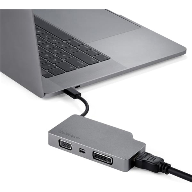 StarTech.com USB C Multiport Video Adapter 4K/1080p - USB Type C to HDMI, VGA, DVI or Mini DisplayPort Monitor Adapter - Space Gray