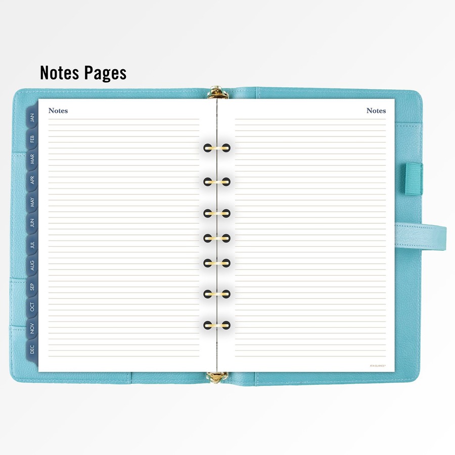 At-A-Glance Buckle Closure Undated Desk Start Set - Julian Dates - Weekly, Monthly - 8:00 AM to 5:00 PM - 1 Month, 1 Week Double Page Layout - 5 1/2" x 8 1/2" Sheet Size - 7-ring - Buckle Closure - Desk - Teal - Faux Leather - Reference Calendar, Tab Clos