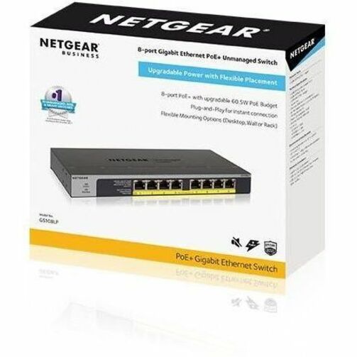 Netgear 8-Port PoE/PoE+ Gigabit Ethernet Unmanaged Switch (GS108LP)