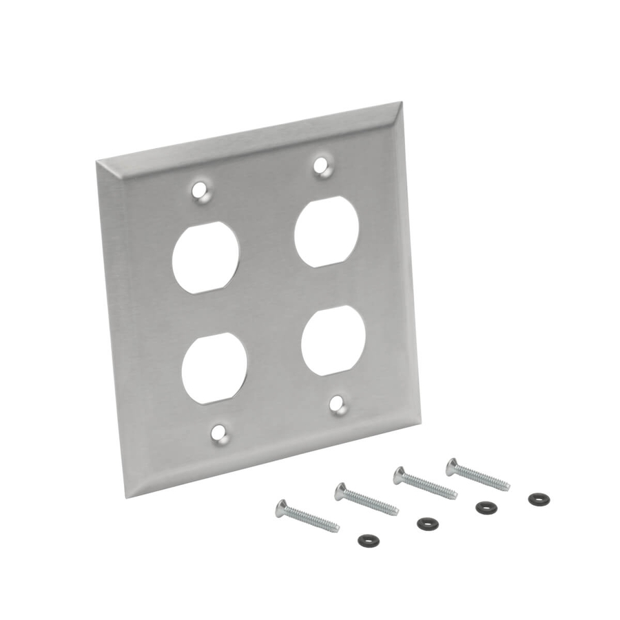 Tripp Lite by Eaton 4 Port Double Gang Faceplate Stainless Steel Industrial Grade IP44 TAA