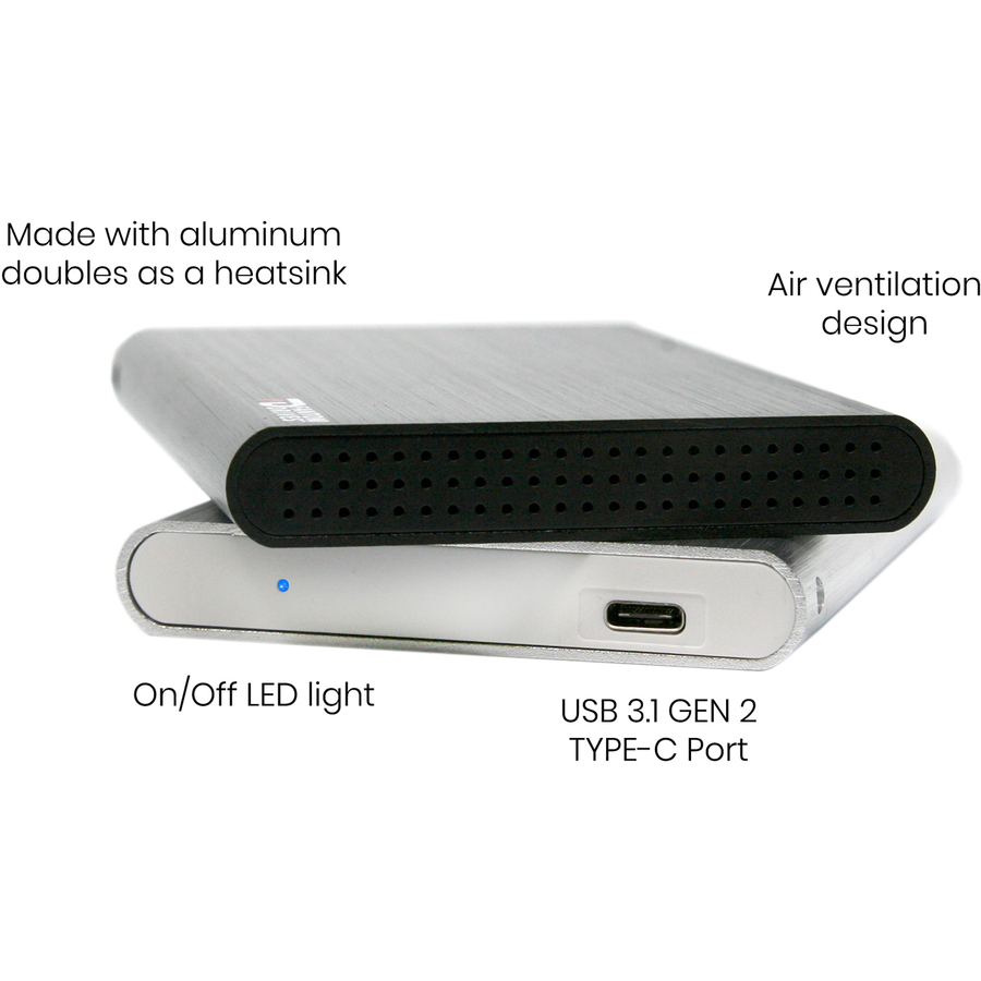 Fantom Drives 1TB Portable SSD - G31 - USB 3.2 Type-C, 560MB/s, Plug & Play for Mac, Aluminum, Silver, CSD1000S-M
