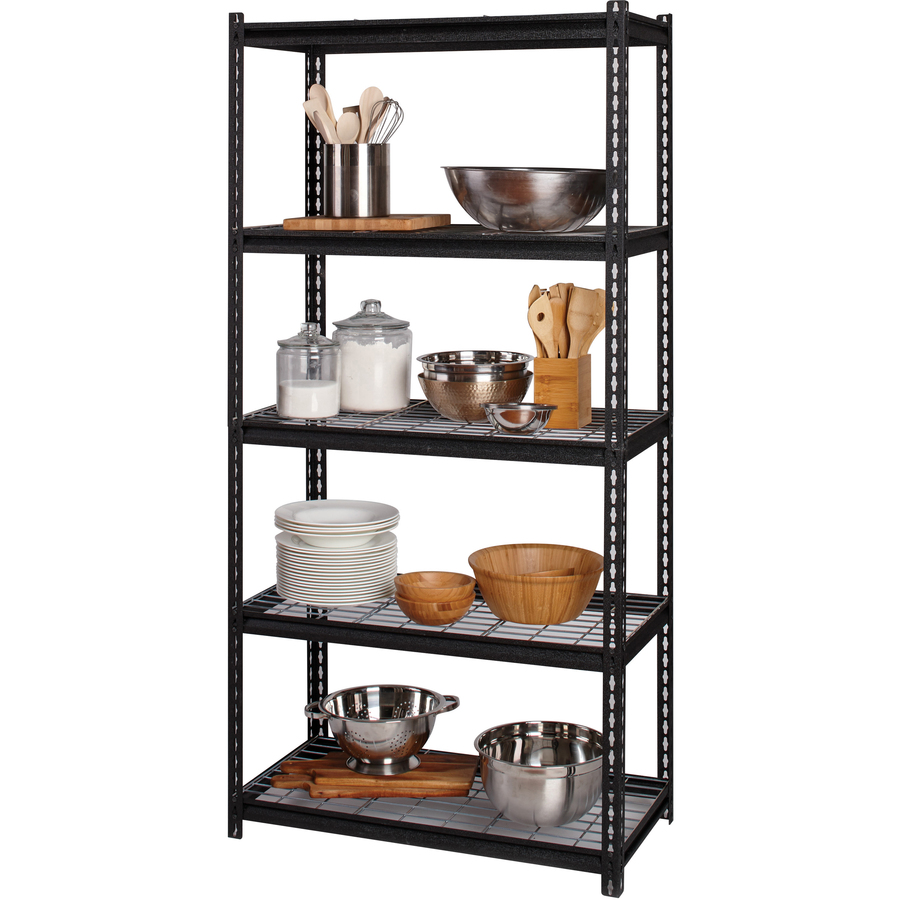 Lorell Wire Deck Shelving - 72" Height x 36" Width x 18" Depth - 28% - Black - Steel - 1 Each - Industrial & Commercial Shelving - LLR99929