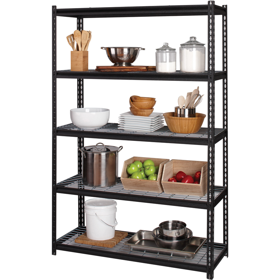 Lorell Wire Deck Shelving - 72" Height x 48" Width x 18" Depth - 28% - Black - Steel - 1 Each - Industrial & Commercial Shelving - LLR99930