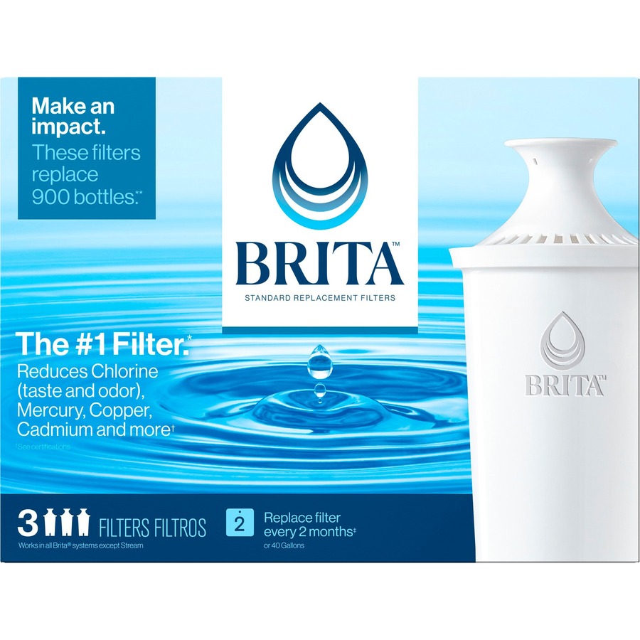Brita Replacement Water Filter for Pitchers - Dispenser - Pitcher - 40 gal Filter Life (Water Capacity)2 Month Filter Life (Duration) - 24 / Carton - Blue, White