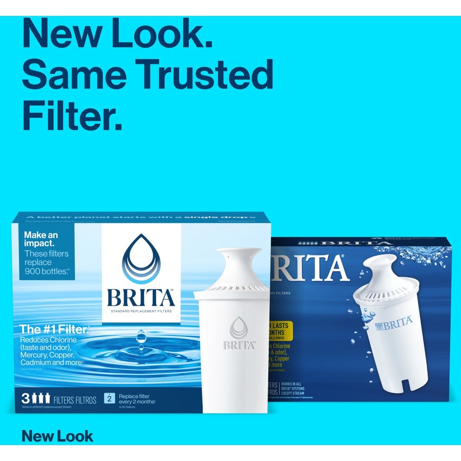 Brita Replacement Water Filter for Pitchers - Dispenser - Pitcher - 40 gal Filter Life (Water Capacity)2 Month Filter Life (Duration) - 2016 / Pallet - Blue, White