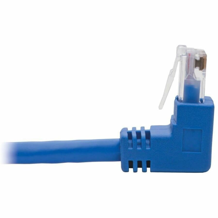Eaton Tripp Lite Series Down-Angle Cat6 Gigabit Molded UTP Ethernet Cable (RJ45 Right-Angle Down M to RJ45 M), Blue, 1 ft. (0.31 m)