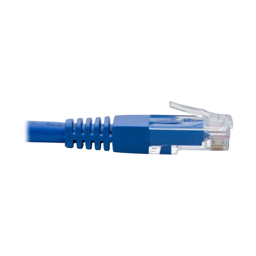 Eaton Tripp Lite Series Left-Angle Cat6 Gigabit Molded UTP Ethernet Cable (RJ45 Left-Angle M to RJ45 M), Blue, 1 ft. (0.31 m)