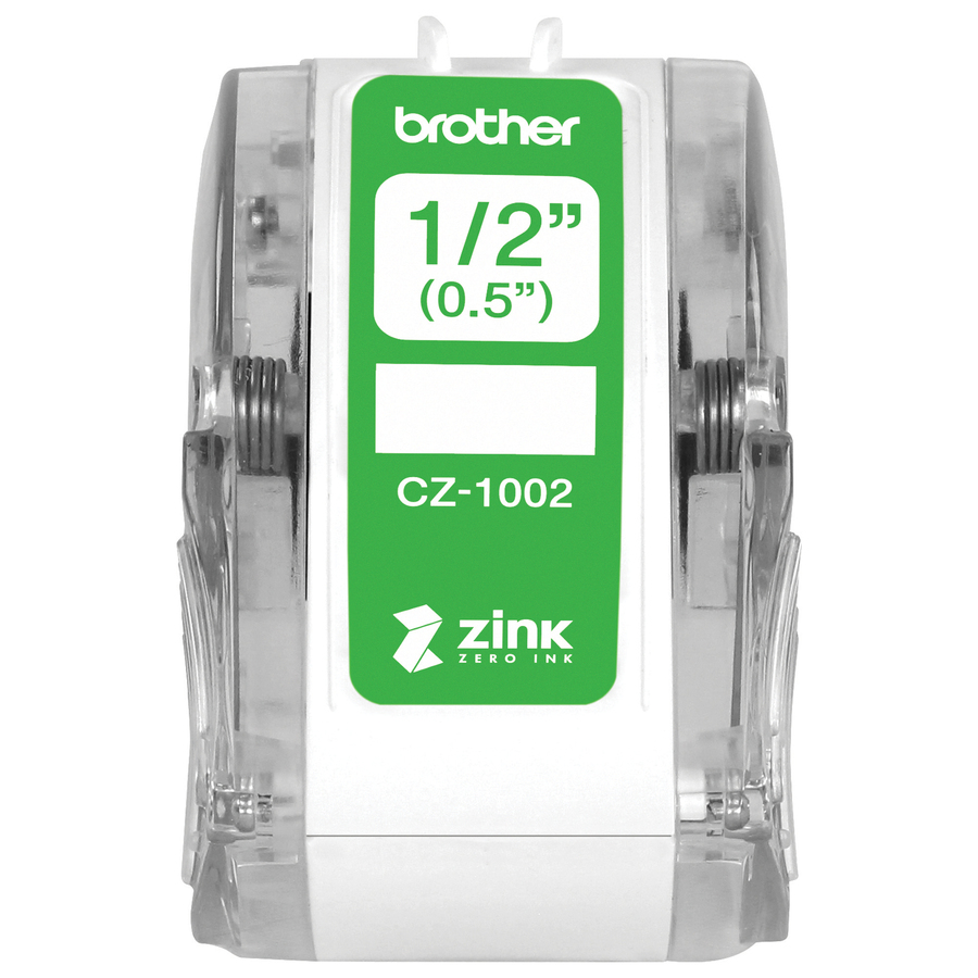 Brother Genuine CZ-1002 continuous length ½" (0.5") 12 mm wide x 16.4 ft. (5 m) long label roll featuring ZINK® Zero Ink technology - 1/2" Width - Zero Ink (ZINK) - Paper - 1 Each - Water Resistant