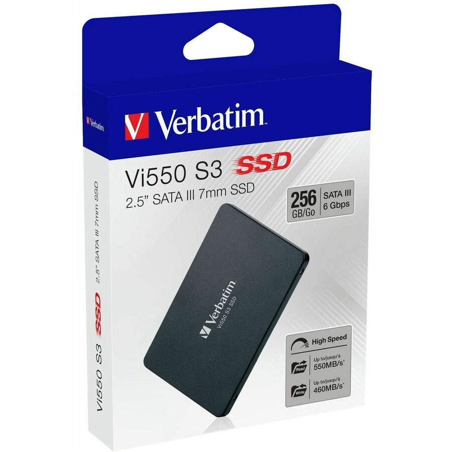 Verbatim Vi550 S3 256 GB Solid State Drive - 2.5" Internal - SATA (SATA/600) - 150 TB TBW - 560 MB/s Maximum Read Transfer Rate - 3 Year Warranty - 1 Pack - Hard Drives - VER49351