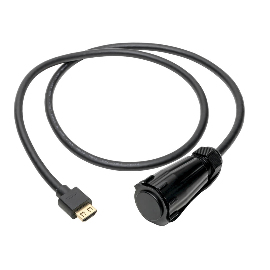Tripp Lite by Eaton High-Speed HDMI Cable (M/M) - 4K 60 Hz HDR Industrial IP68 Hooded Connector Black 3 ft.