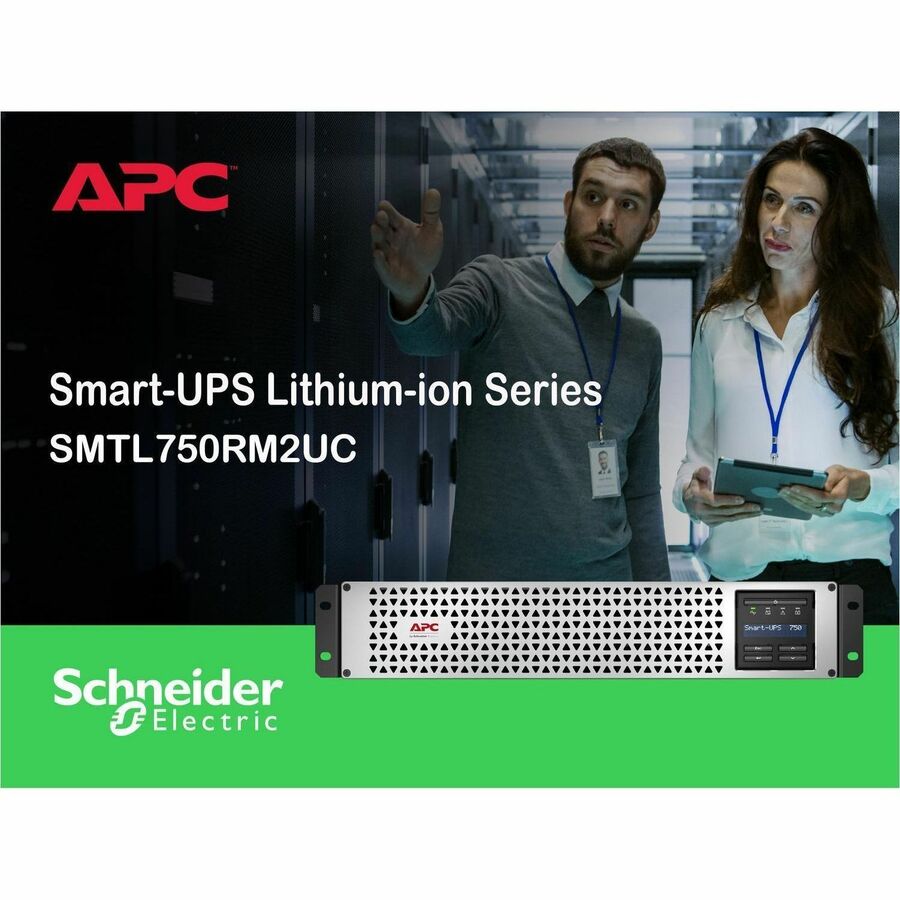APC Smart-UPS, Line Interactive, 750VA, Lithium-ion, Rackmount 2U, 120V, 6x NEMA 5-15R outlets, SmartConnect Port+SmartSlot, Short Depth, AVR, LCD
