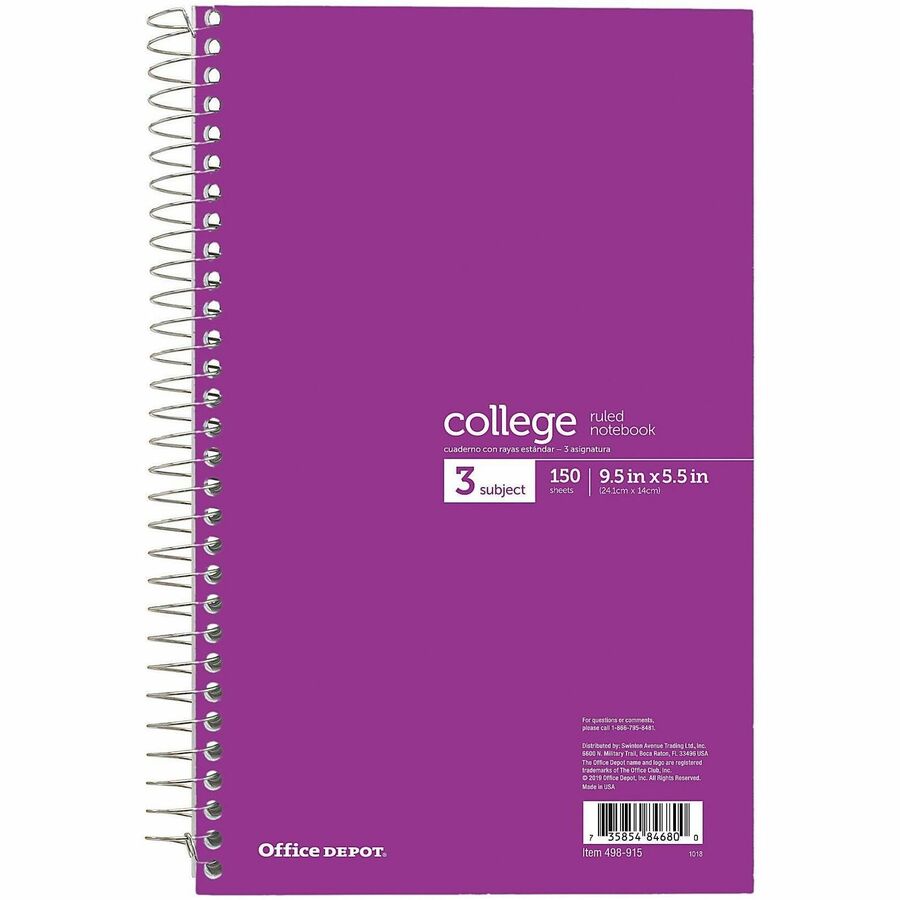 Office Depot® Brand Wirebound Notebook, Perforated, 6" x 9 1/2" , 3